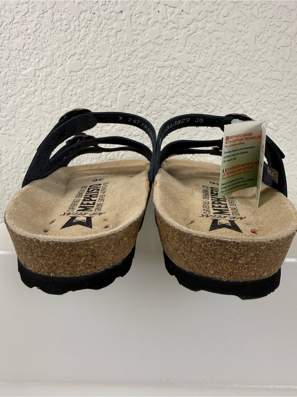 Mephisto Nolene Black Patent Leather Triple Strap Slide Sandals| NWT |EU 36 US 6 - Picture 5 of 10